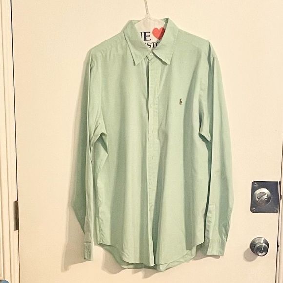 Polo Ralph Lauren icon logo classic fit shirt button down in mint green (XL) - Picture 3 of 8